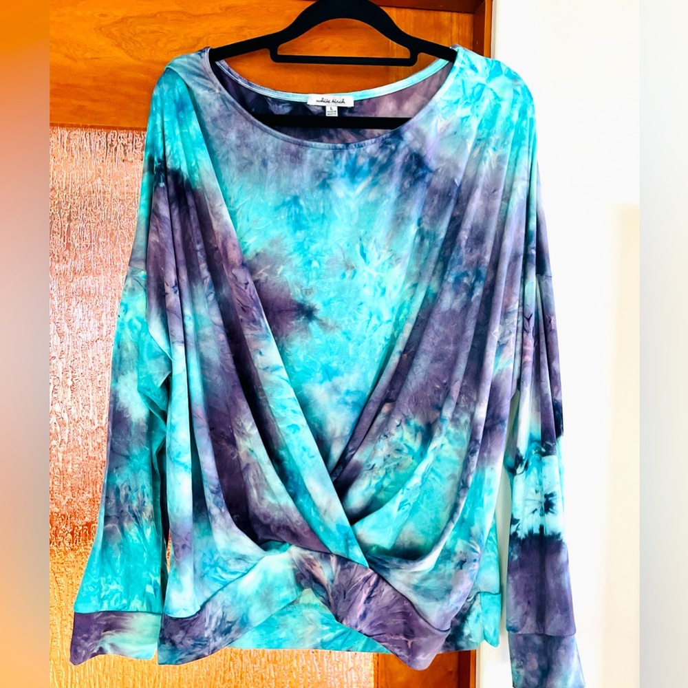 White Birch Tie-Dye Blouse in Blue and Purple